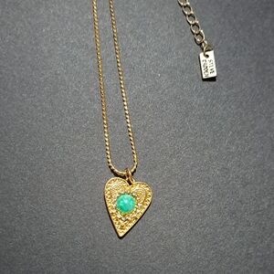 Vintage 14kgp Steve Madden Heart Touqoiuse Necklace